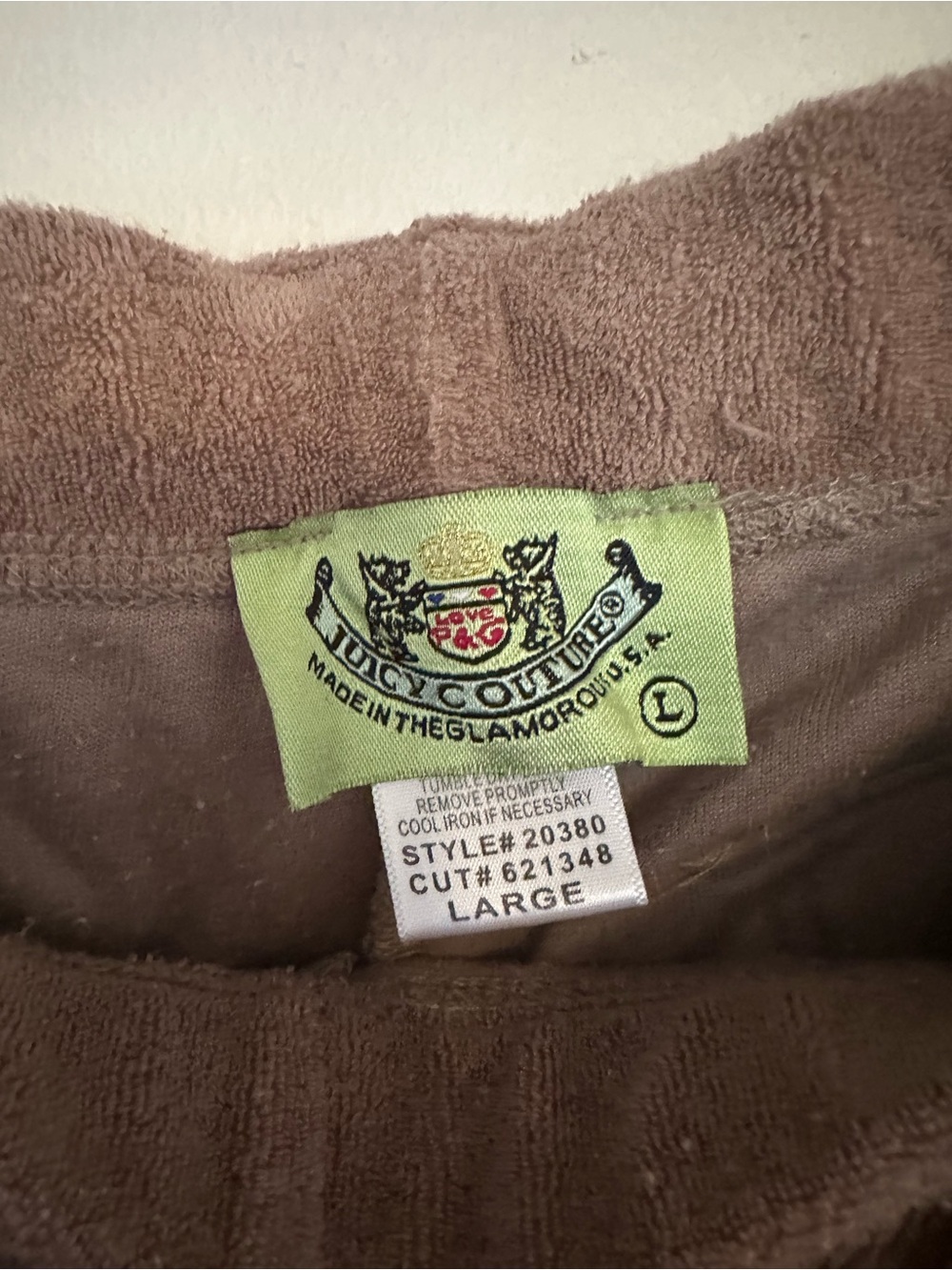 Y2K JUICY COUTURE Soft Plush Brown Lounge Pants with Tie Waist - Picture 4 of 5